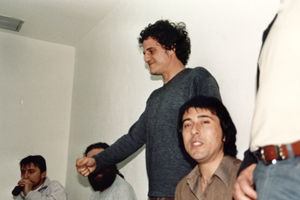 Juan Carlos, Pedr&iacute;n, Miguel, Joaqu&iacute;n y Pepe en el camerino